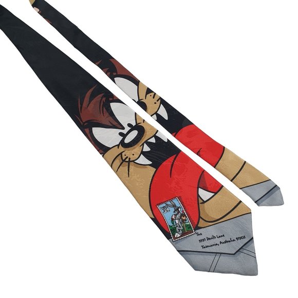 Looney Tunes Stamp Collection Taz Bugs Necktie Tie Vintage Work Cartoon Postman - Picture 1 of 5
